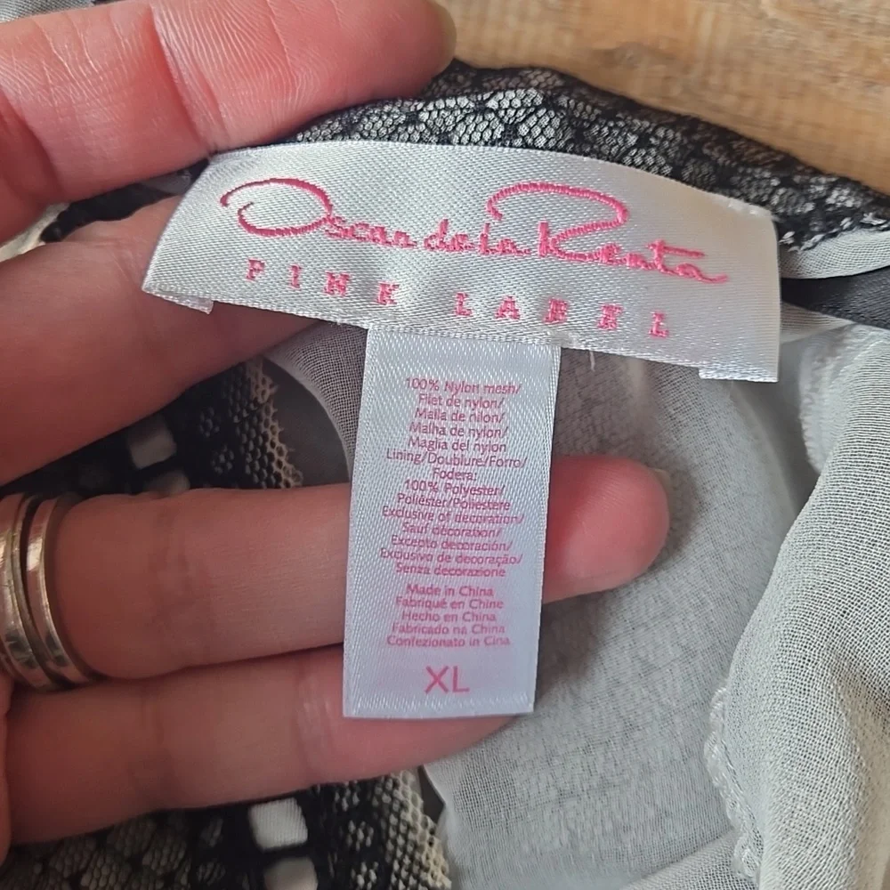 Oscar de la Renta sheer mesh nightie with back tie Sz XL - Picture 4 of 7